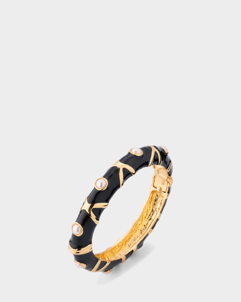 Kenneth Jay Lane ブレスレット Kenneth Jay Lane 22K-Gold-Plated, Enamel & Imitation Pearl Bangle