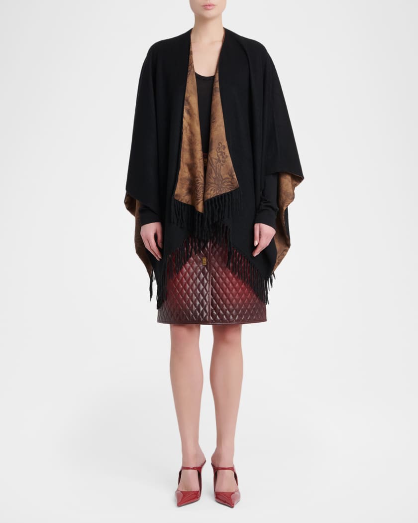 Ferragamo Floral Reversible Cashmere and Silk Cape | Neiman Marcus