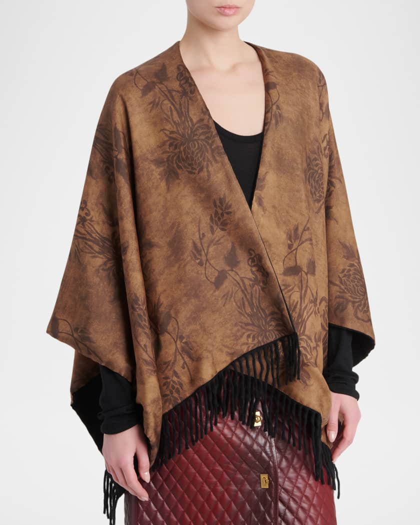 Ferragamo Floral Reversible Cashmere and Silk Cape | Neiman Marcus