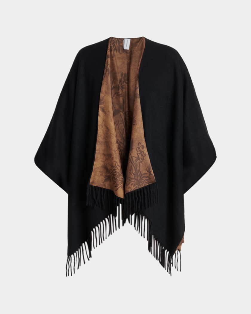 Salvatore Ferragamo M 100%カシミヤ Ferragamo Floral Reversible Cashmere and Silk Cape | Neiman Marcus