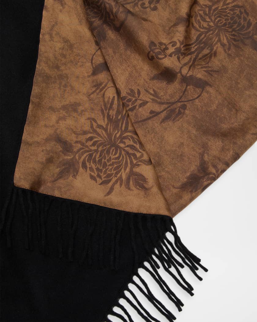 Ferragamo Floral Reversible Cashmere and Silk Cape | Neiman Marcus