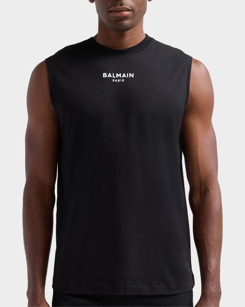 BALMAIN ブラック ノースリーブ　タンクトップ M Balmain Men's Embroidered Logo Tank | Neiman Marcus