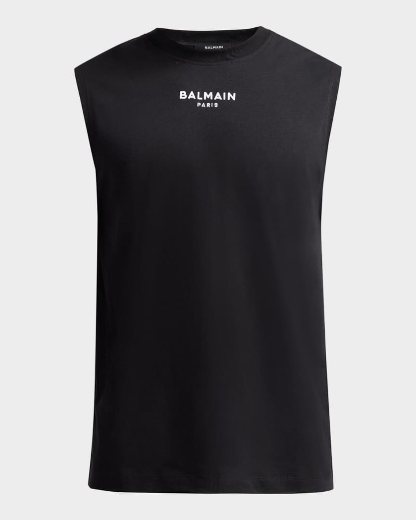 BALMAIN ブラック ノースリーブ　タンクトップ M Balmain Men's Embroidered Logo Tank | Neiman Marcus