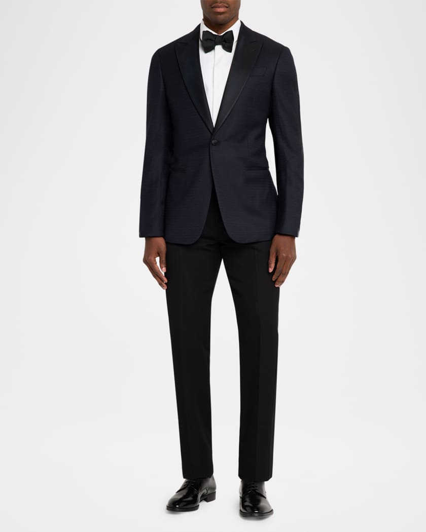 Giorgio Armani Men's Soft Jacquard Satin-Trim Single-Breasted