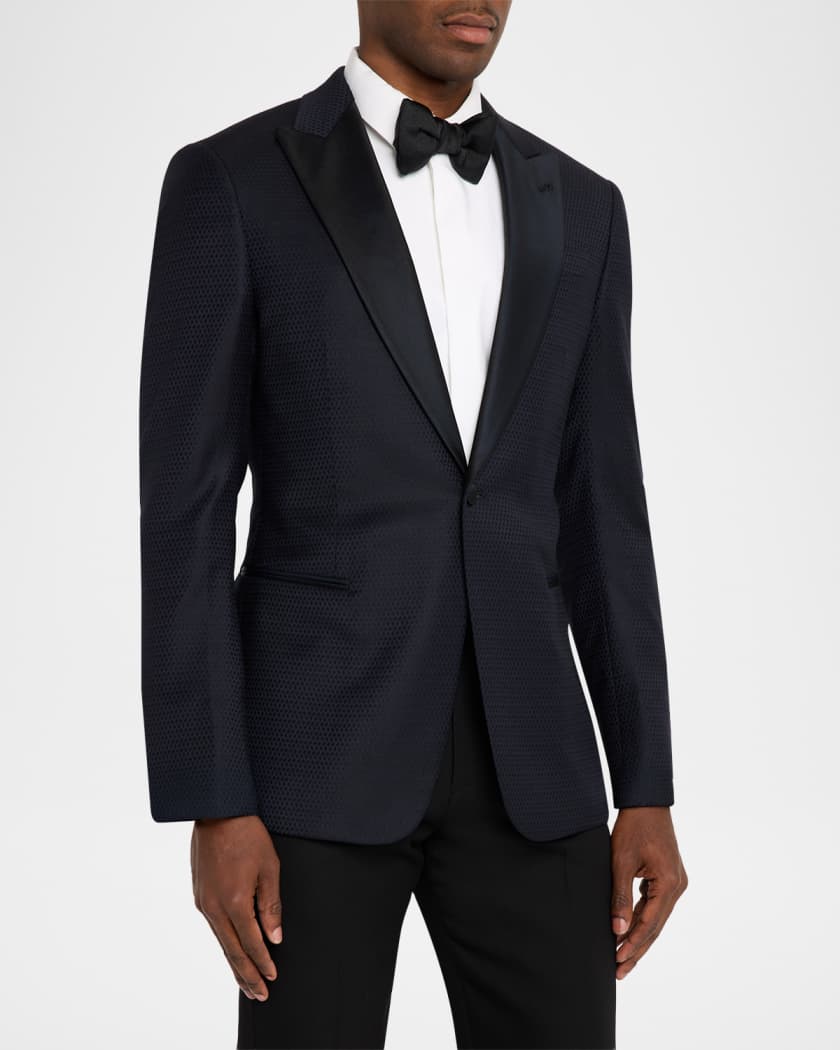 Giorgio Armani Men's Soft Jacquard Satin-Trim Single-Breasted