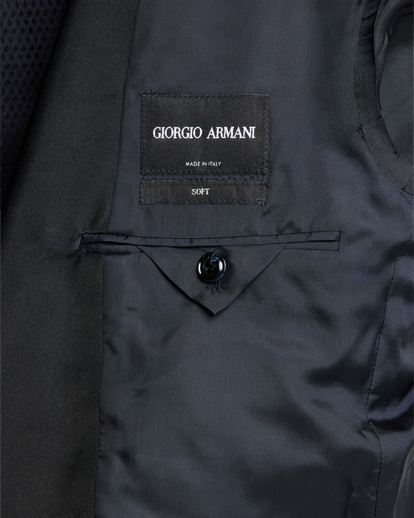 Giorgio Armani Men's Soft Jacquard Satin-Trim Single-Breasted