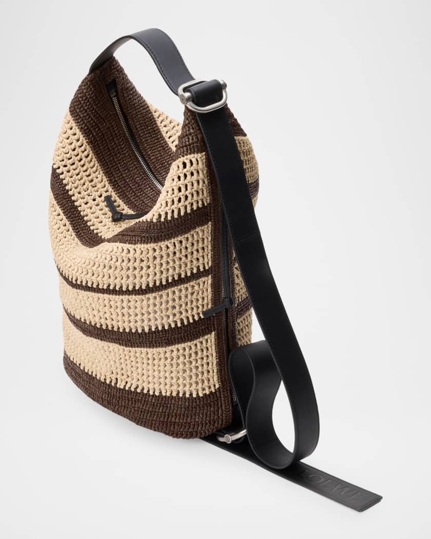 Loewe x Paula's Ibiza Men's Loop Raffia Hybrid Bucket Bag | Neiman