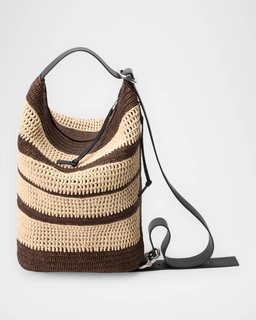 Loewe x Paula's Ibiza Men's Loop Raffia Hybrid Bucket Bag | Neiman
