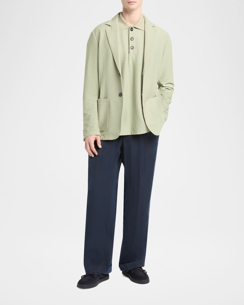 Giorgio Armani Men's Seersucker Relaxed-Fit Polo Shirt | Neiman Marcus