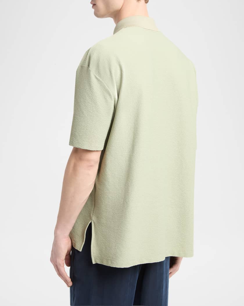 Giorgio Armani Men's Seersucker Relaxed-Fit Polo Shirt | Neiman Marcus