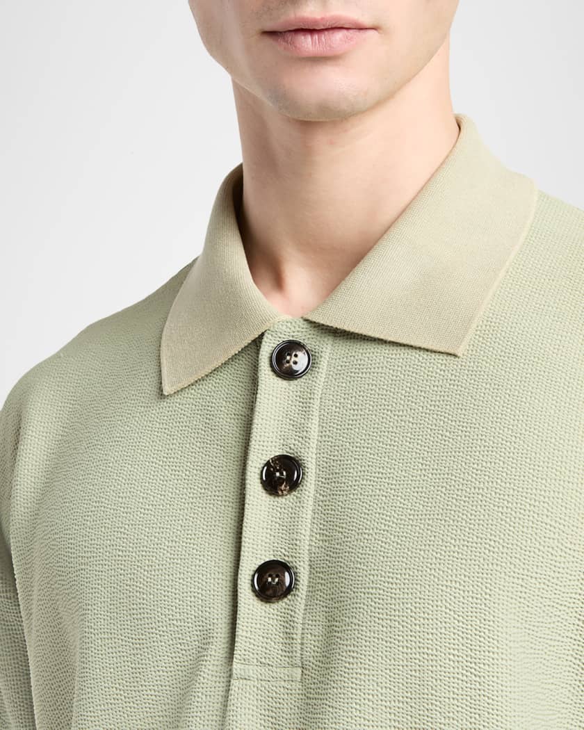 Giorgio Armani Men's Seersucker Relaxed-Fit Polo Shirt | Neiman Marcus