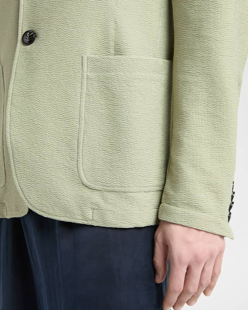 Giorgio Armani Men's Seersucker Patch-Pocket Blazer | Neiman Marcus
