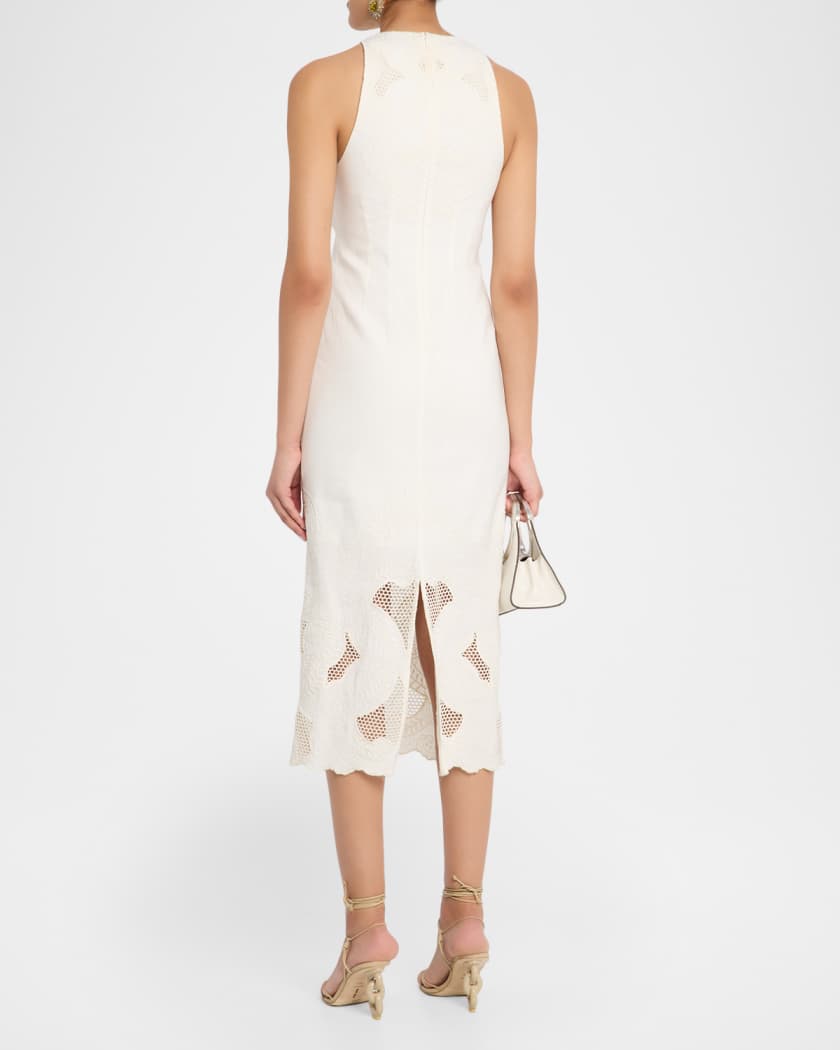 Veronica Beard Upten Embroidered Midi Dress | Neiman Marcus