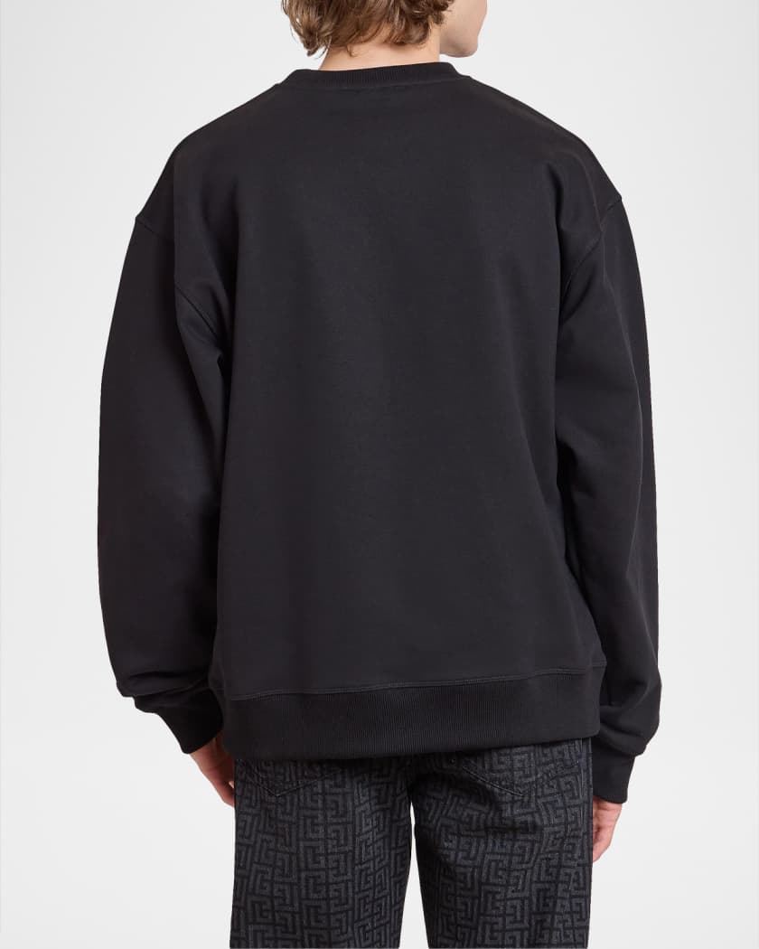 Balmain Men's Logo Cotton Drop Shoulder Sweatshirt | Neiman Marcus