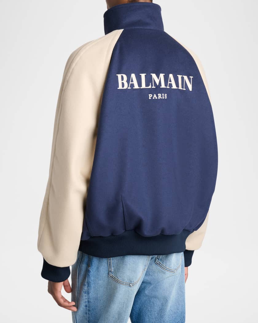 Balmain Men's Embroidered Vintage Logo Bomber Jacket | Neiman Marcus