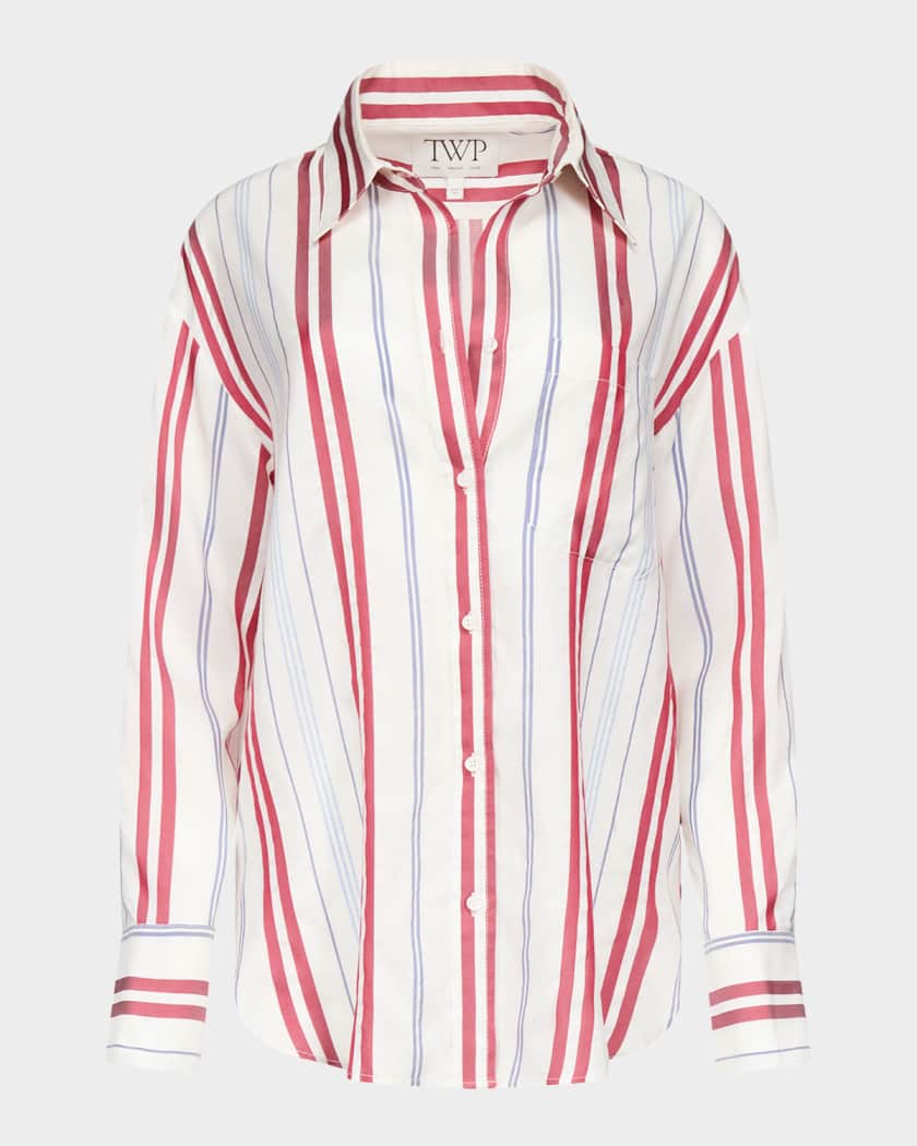 TWP Big Joe Striped Silk Button-Front Shirt | Neiman Marcus