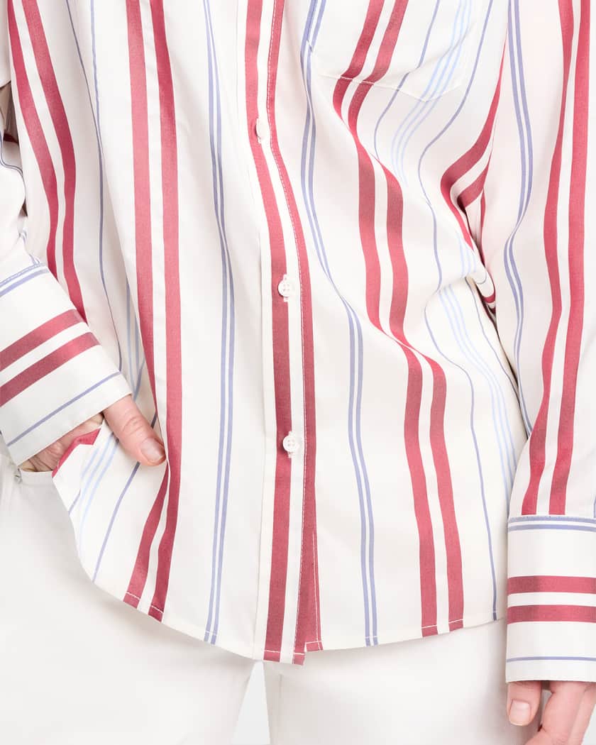 TWP Big Joe Striped Silk Button-Front Shirt | Neiman Marcus