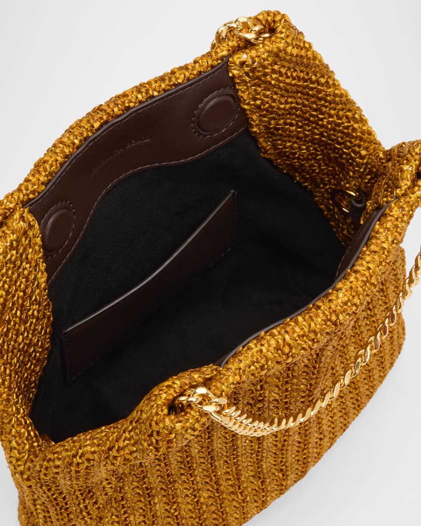 Veronica Beard Small Metallic Viscose Raffia Top-Handle Bag