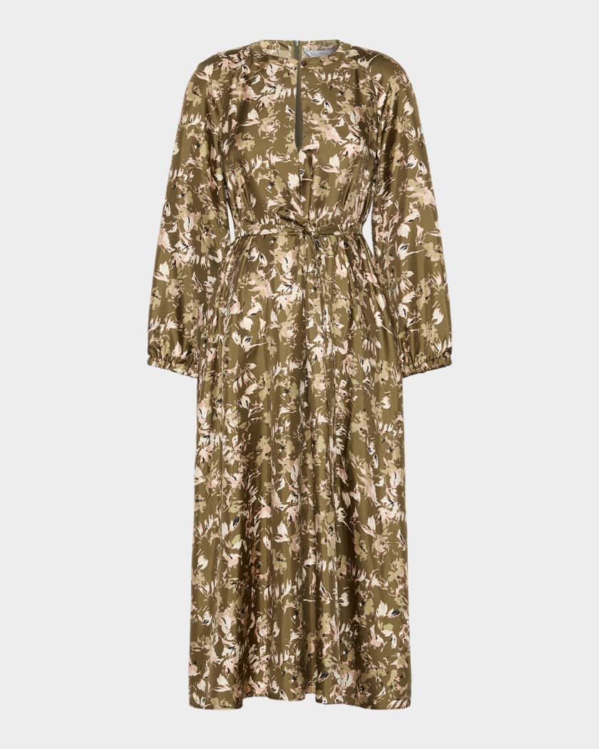 max mara silk dress Gathered midi - red Long dress with matching sash MAX MARA Moli open-back draped