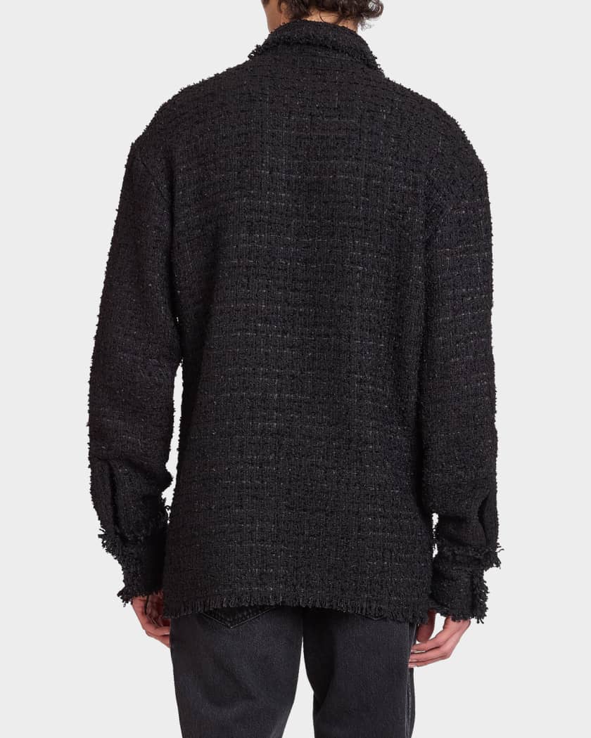 Balmain Men's Textured Cotton Tweed Shirt Jacket | Neiman Marcus