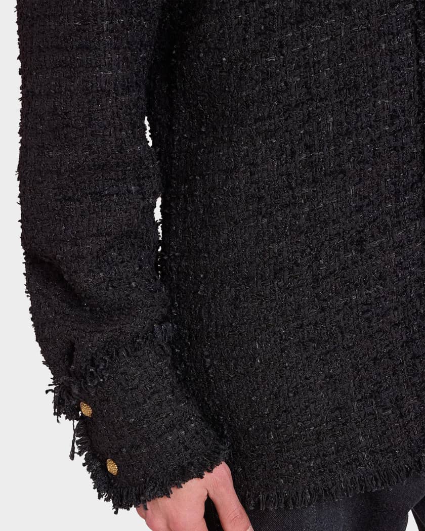 Balmain Men's Textured Cotton Tweed Shirt Jacket | Neiman Marcus
