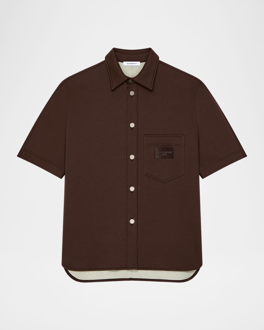 GIVENCHY｜SHORT-SLEEVED SHIRTS Givenchy Men's Pocket-Label Cotton Short-Sleeve Shirt | Neiman Marcus