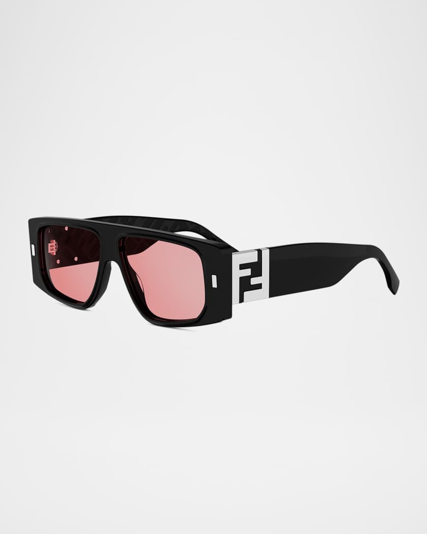 Fendi FF Squared 55MM Acetate Rectangular Sunglasses | Neiman Marcus
