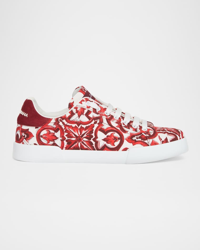 Dolce&Gabbana Men's Majolica Canvas Low-Top Sneakers | Neiman Marcus