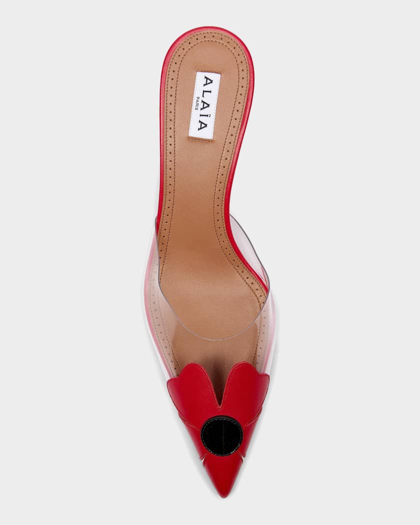 ALAIA 55mm Bloom Leather Transparent Mule Pumps | Neiman Marcus