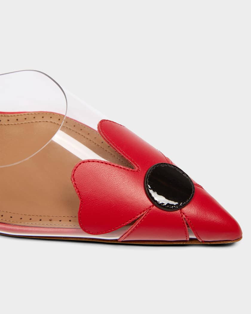 ALAIA 55mm Bloom Leather Transparent Mule Pumps | Neiman Marcus