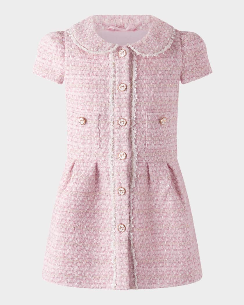 open lace back dress Peter Pan Collar Dress in Tulip Pink Pointelle 2 main image 0