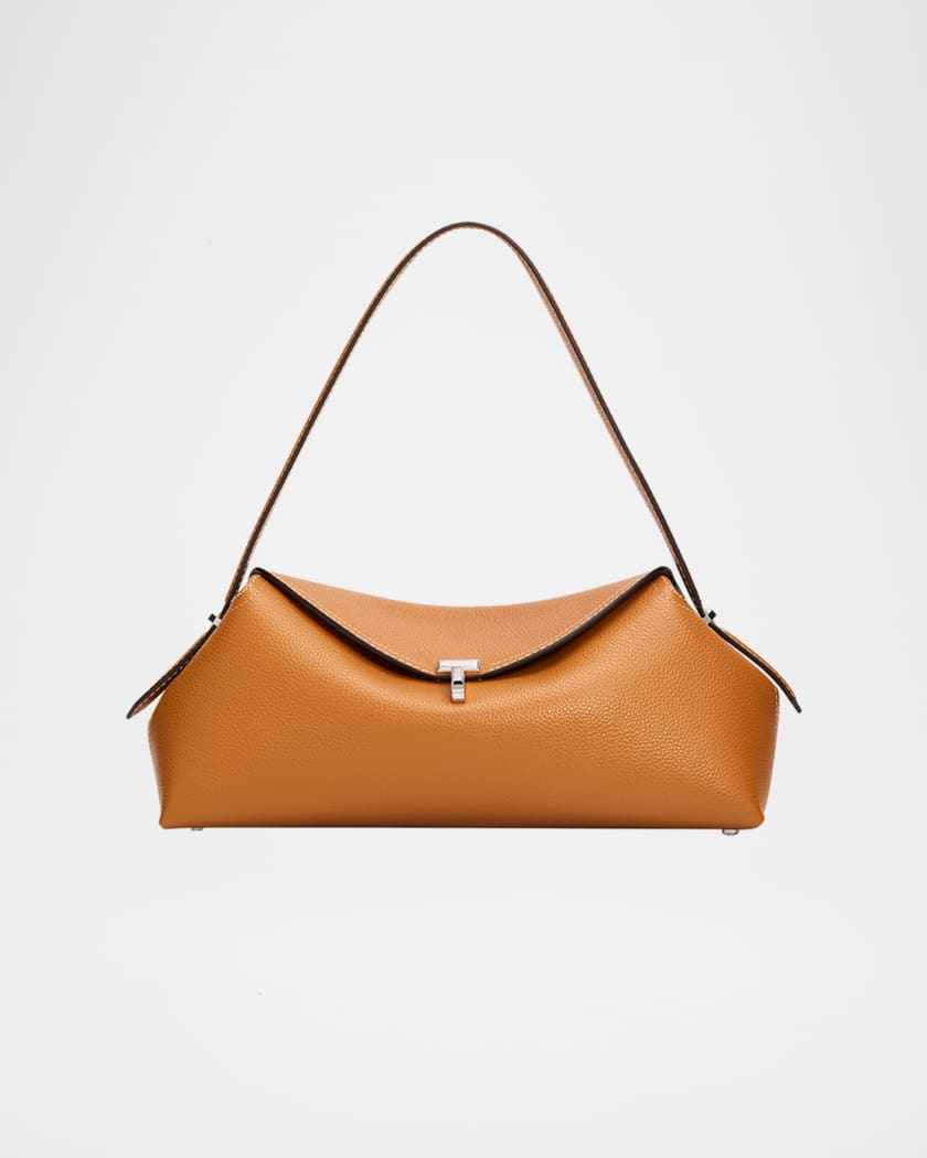 Toteme Grained Leather T-Lock Shoulder Bag | Neiman Marcus