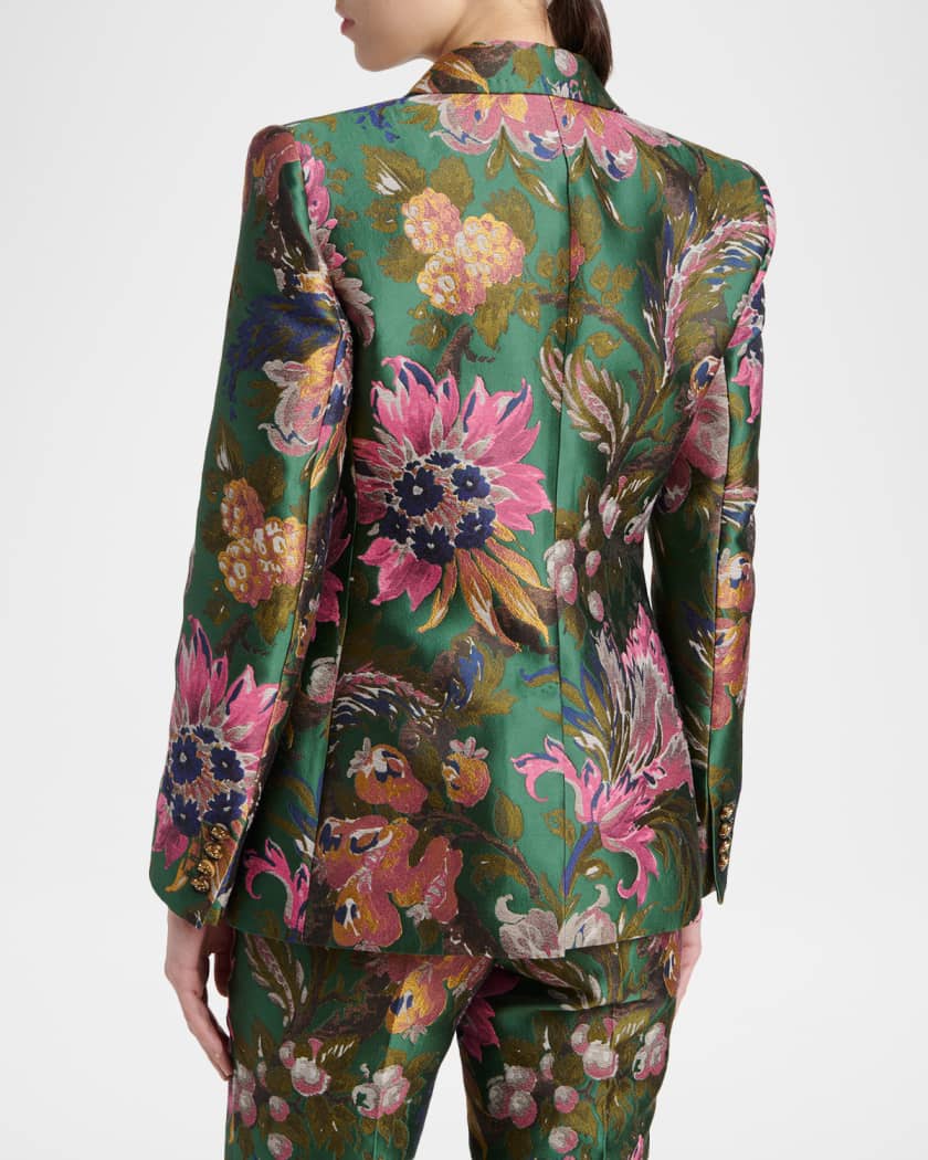 Etro Floral Jacquard Single-Breasted Fitted Jacket | Neiman Marcus