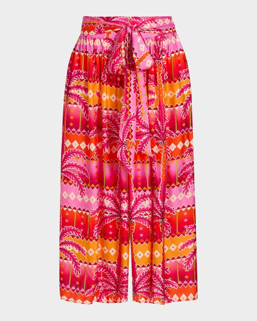 Johnny Was Zahara Tropical Crop Palazzo Pants | Neiman Marcus
