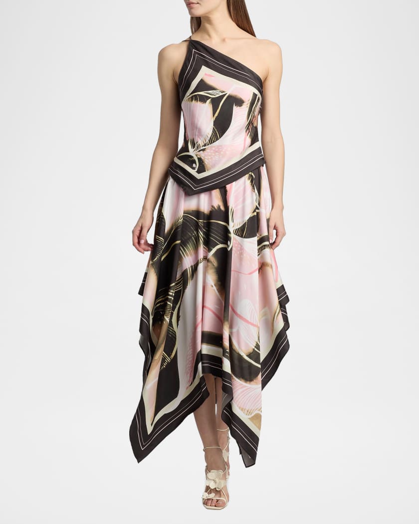AMUR Letty Printed Scarf Midi Skirt | Neiman Marcus