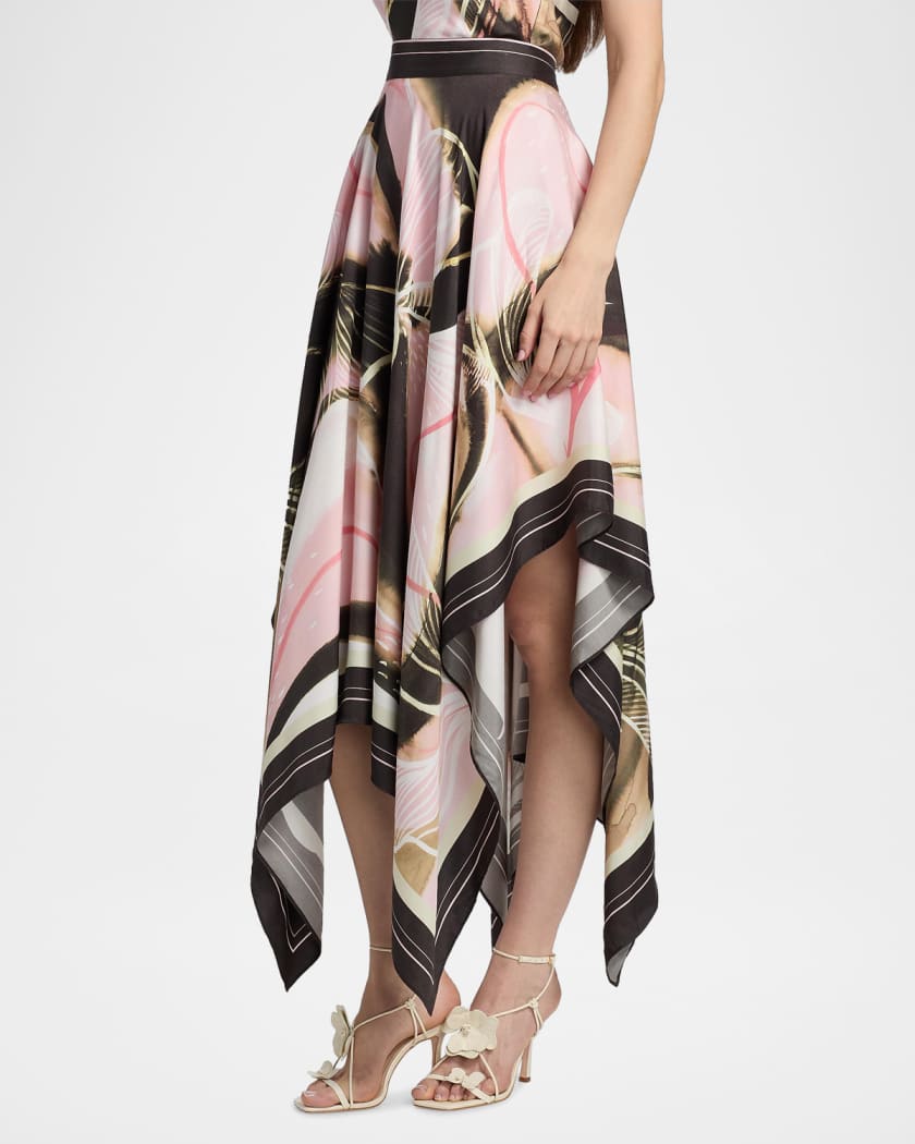 AMUR Letty Printed Scarf Midi Skirt | Neiman Marcus