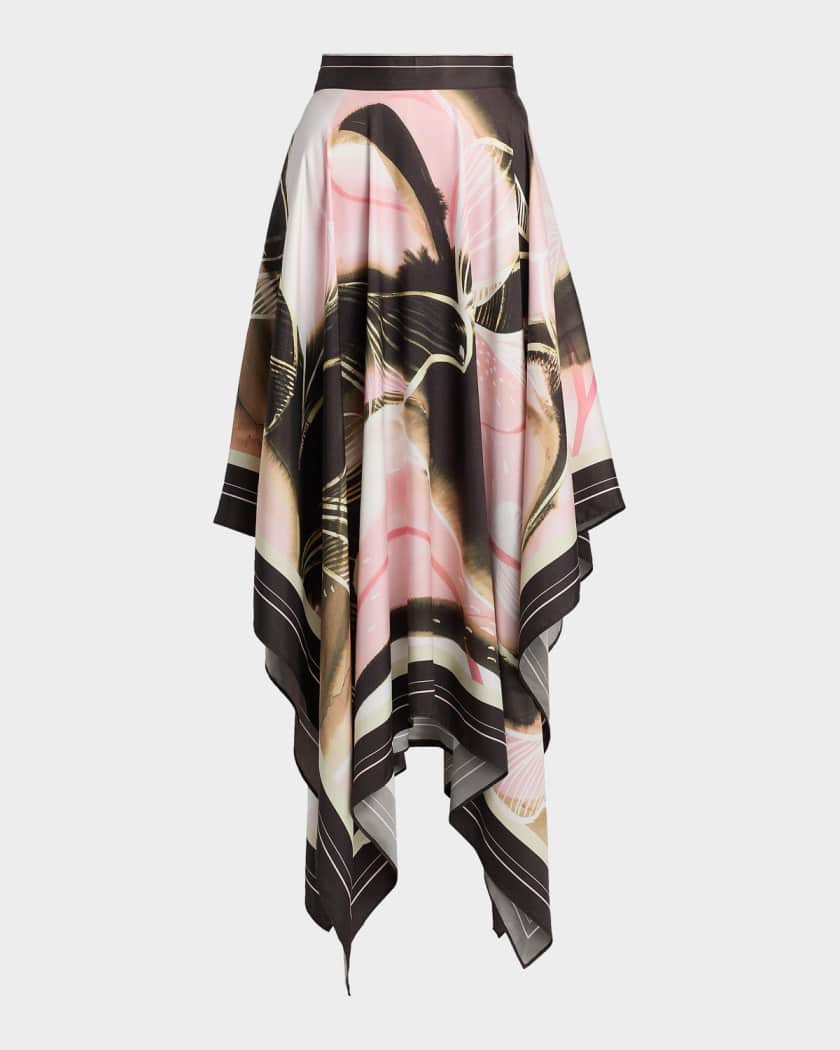 AMUR Letty Printed Scarf Midi Skirt | Neiman Marcus