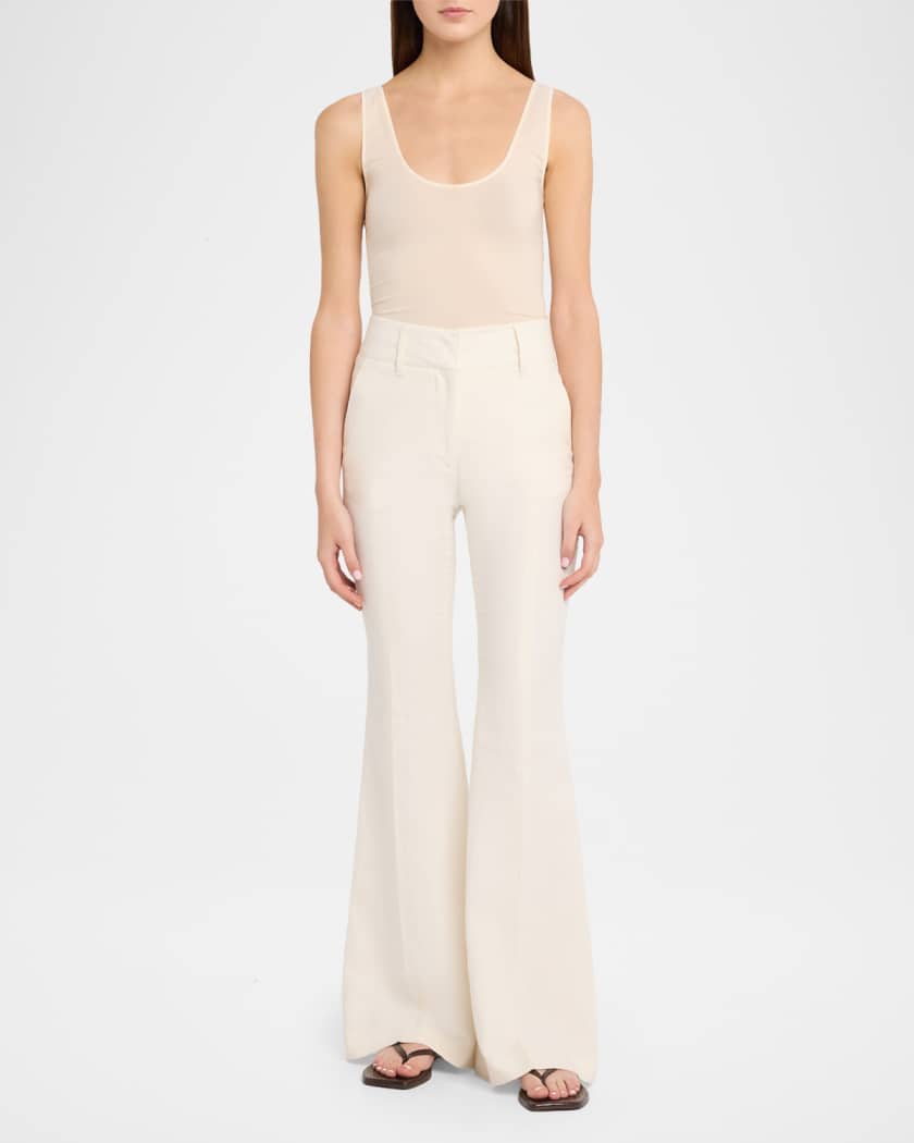 Lily Leather Square-Toe Thong Sandals | Neiman Marcus