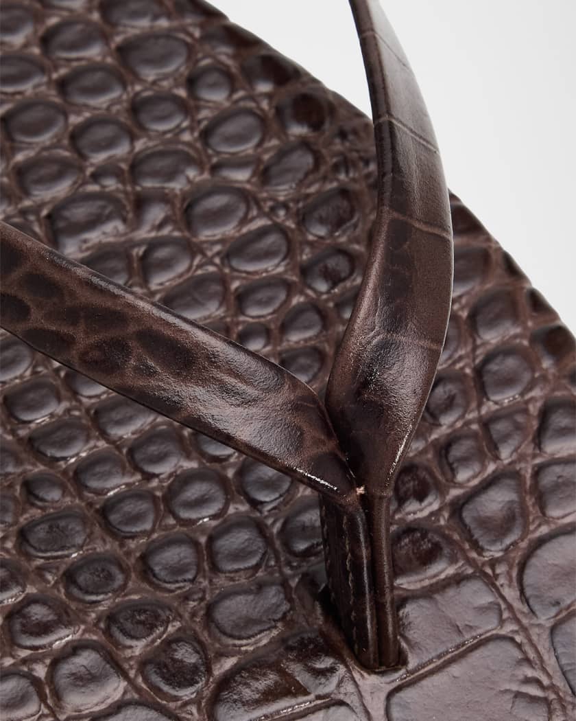 Lily Leather Square-Toe Thong Sandals | Neiman Marcus