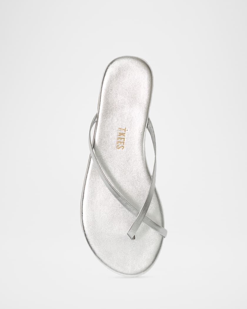 Tkees Riley Metallic Leather Crisscross Flat Thong Sandals