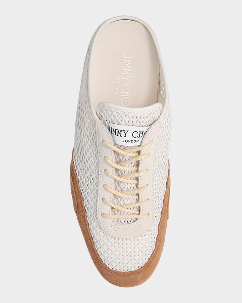 Jimmy Choo Sunny Woven Mixed Leather Sneaker Mules | Neiman Marcus