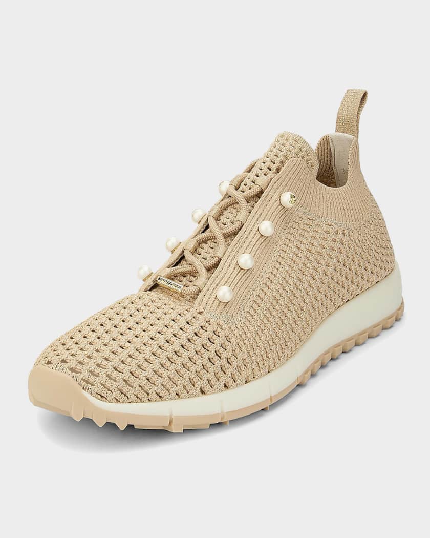 Jimmy Choo Veles Crochet-Knit Low-Top Trainers | Neiman Marcus