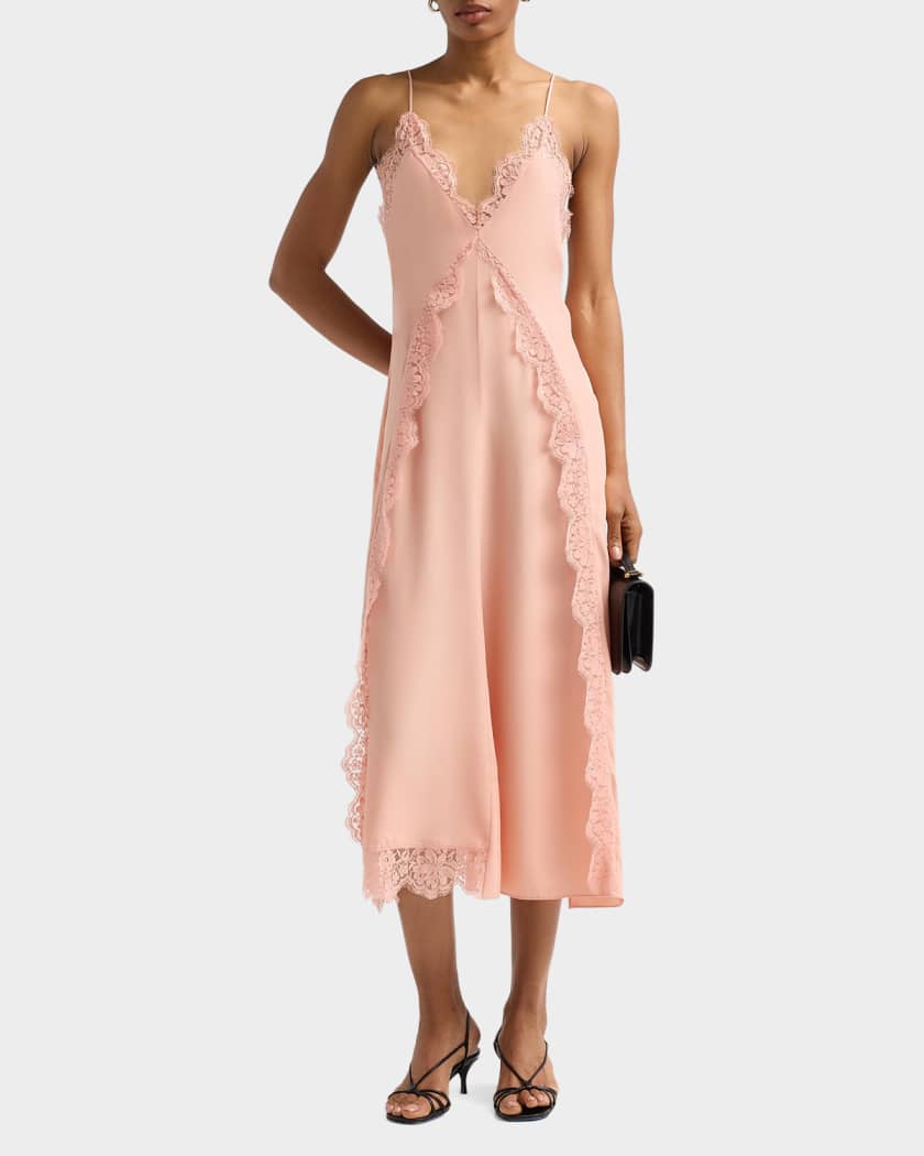 lace trim cami midi dress Bardot Alegra exclusive stretch lace cami midi dress in white