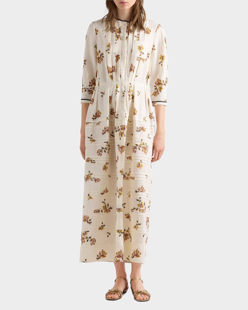 knee length dresses for ladies Floral Linen Dress main image 1