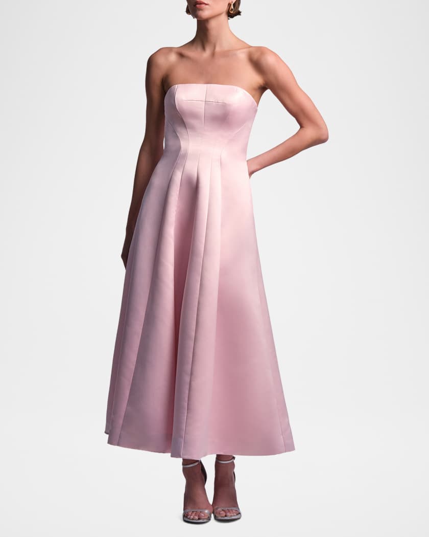bcbg strapless satin dress Satin Strapless Dress