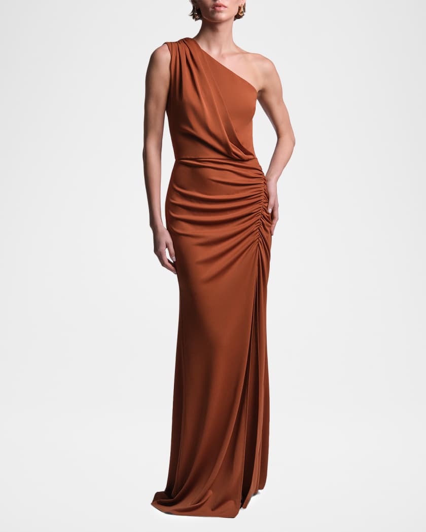 bcbg one shoulder red dress One Shoulder Mini Dress