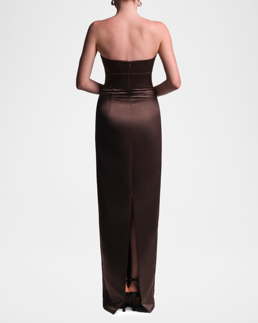 bcbg strapless satin dress BCBG Mariane Strapless Satin Column Gown