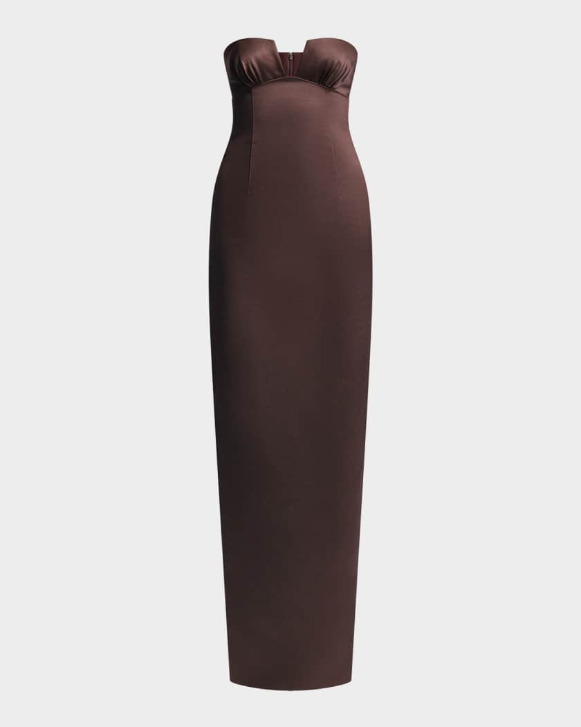 bcbg strapless satin dress BCBG Mariane Strapless Satin Column Gown