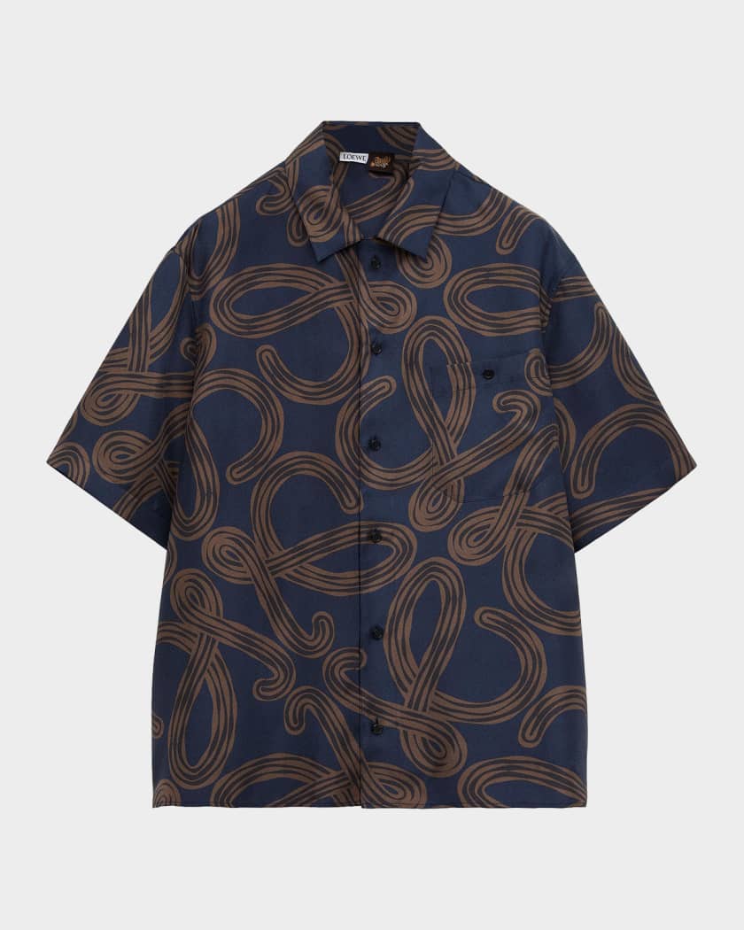 Loewe Men's LOEWE x Paula's Ibiza Silk Short-Sleeve Shirt | Neiman