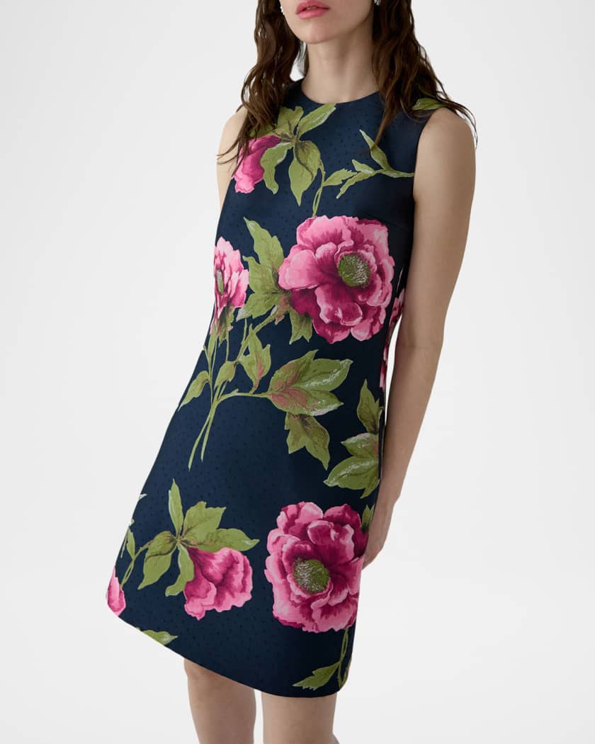 Carolina Herrera Floral Sleeveless Shift Minidress | Neiman Marcus